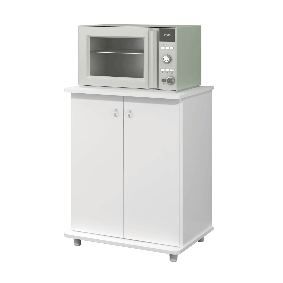  Home Basics Mueble de cocina con carrito para microondas, color  blanco pequeño : Hogar y Cocina